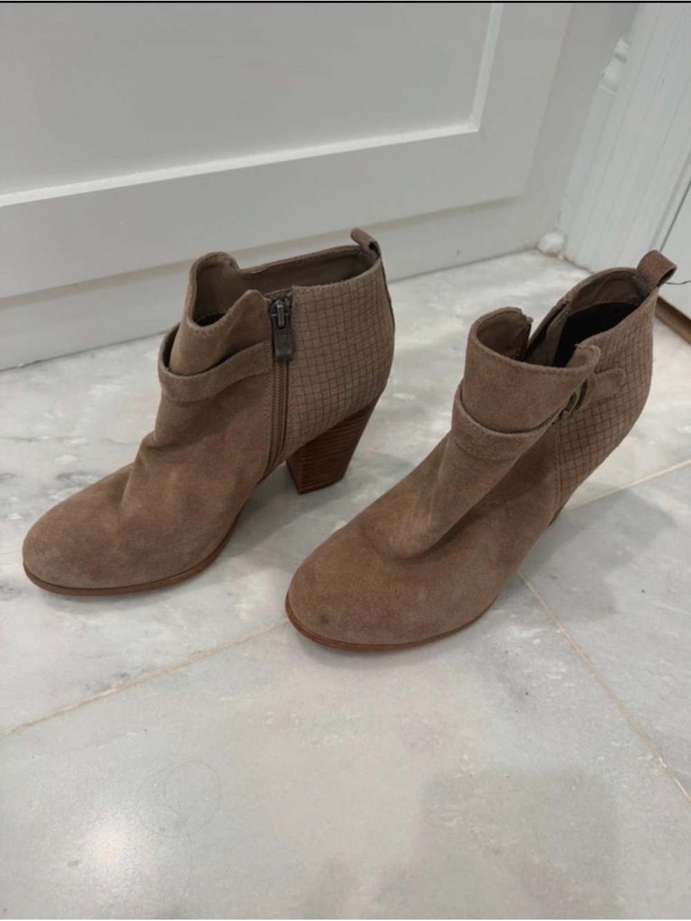 Michael Shannon Taupe Suede Ankle Booties Zoeyy Fall Festivals Neutral